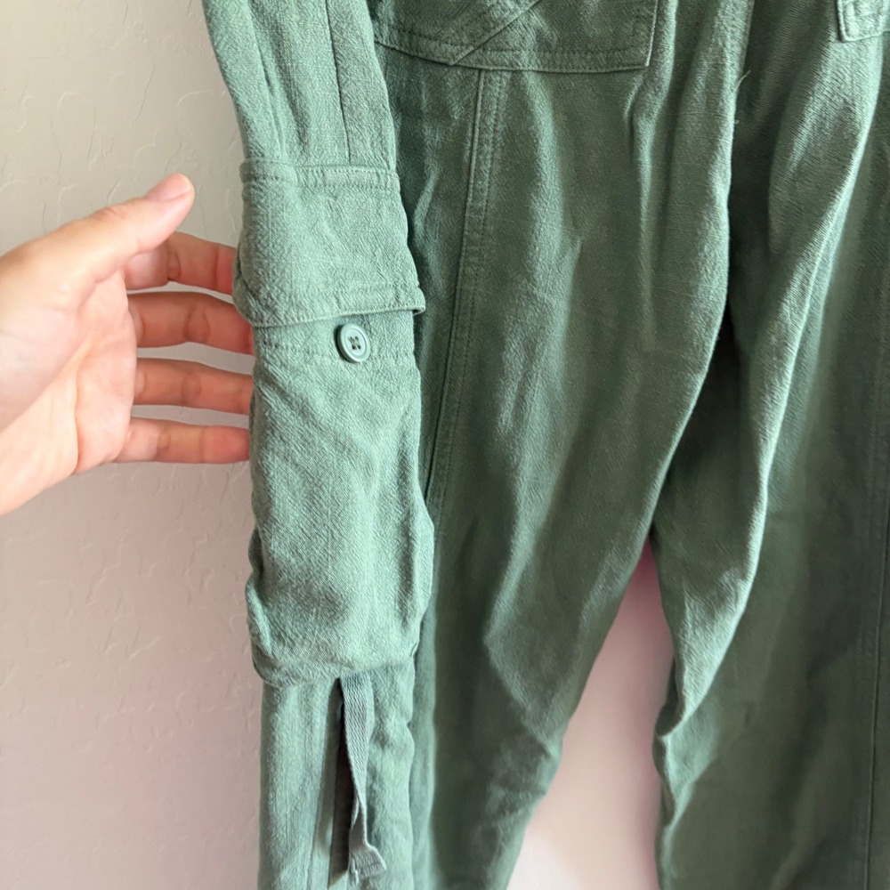 Anthropologie Sage Green Cargo Utility Pants Elastic Waist Size S Relaxed Fit‎ - Picture 6 of 11